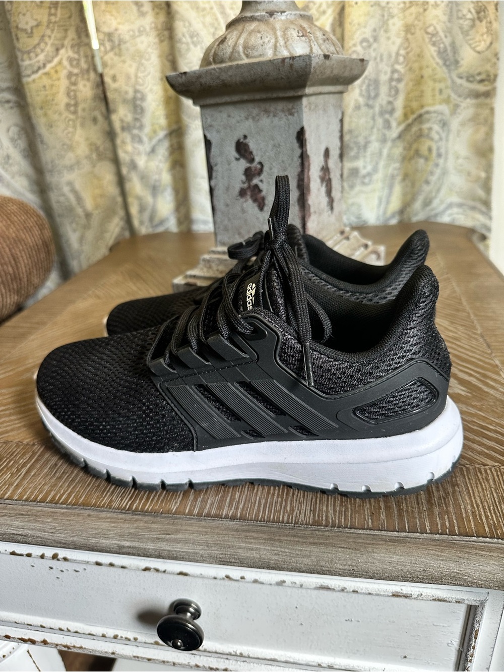 adidas Black Mesh Athletic Sneakers with White Sole